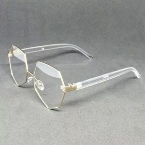 New Geometric Fashion Gold Clear Lens Sunglasses